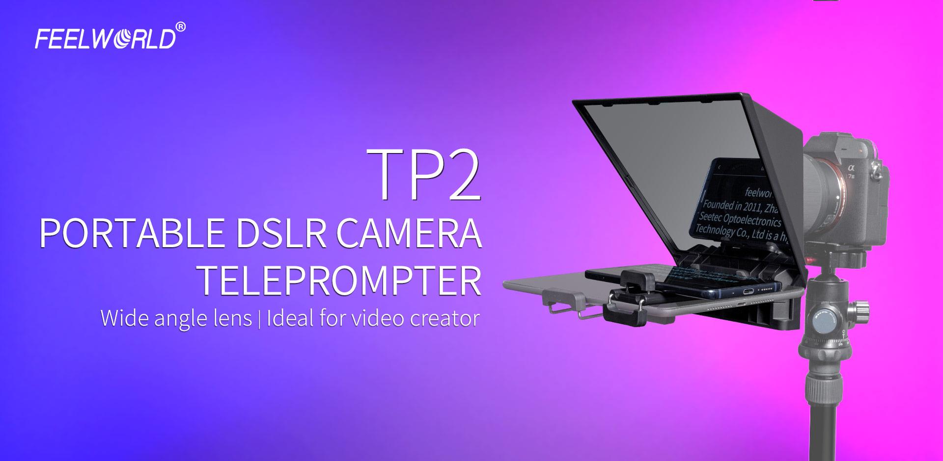 Feelworld TP2 Portable Teleprompter for Smartphone/Tablet/DSLR