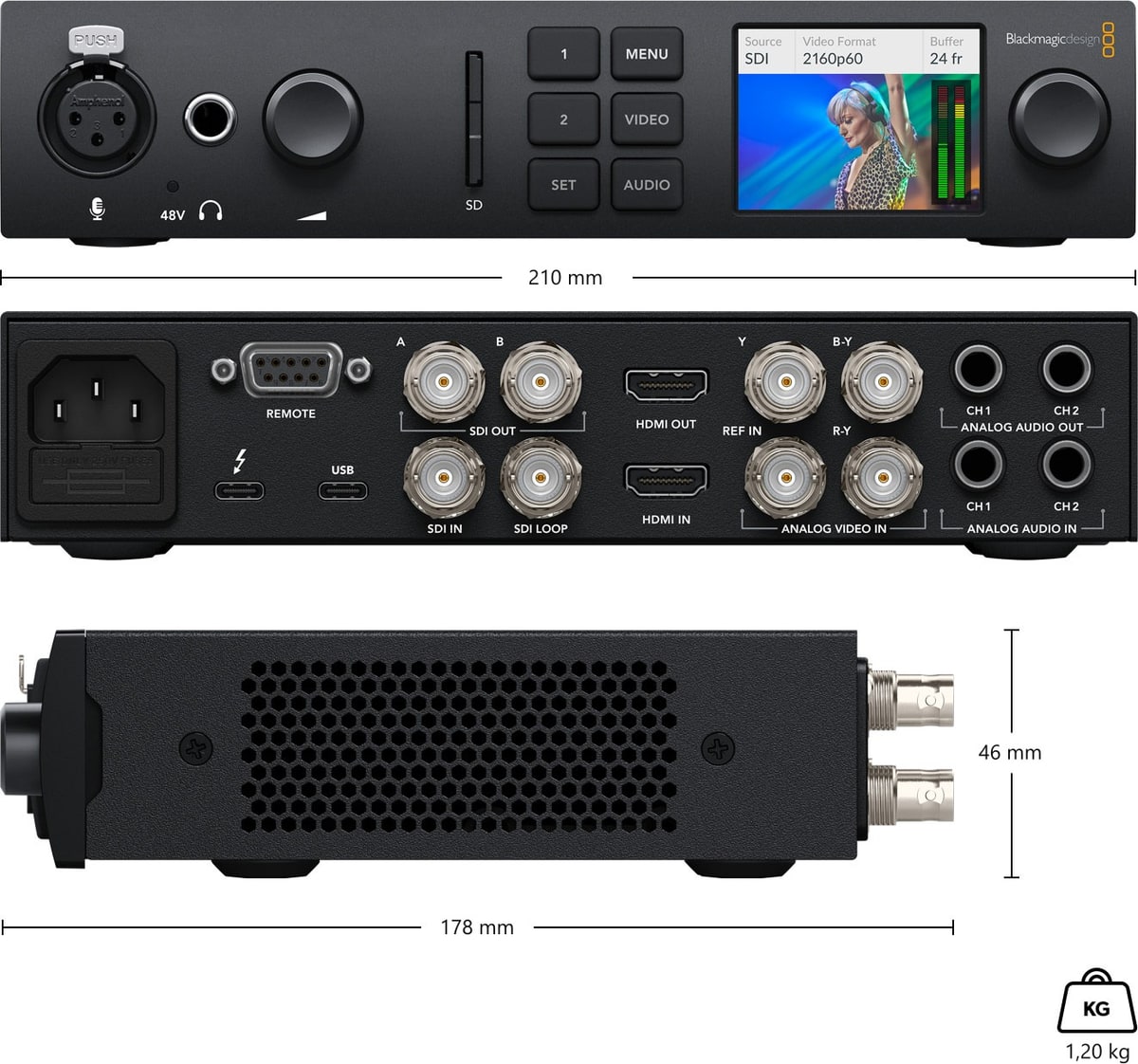 Blackmagic Design UltraStudio 4K Mini – Abmessungen und Gewicht