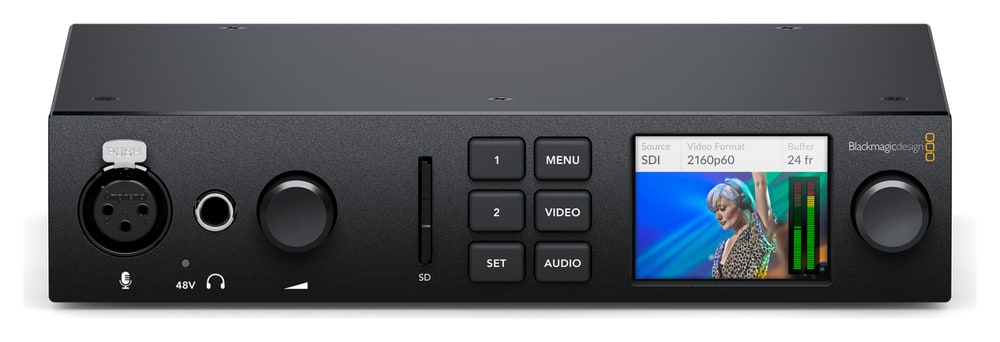 Blackmagic Design UltraStudio 4K Mini – Frontpanel mit LCD und Bedientasten