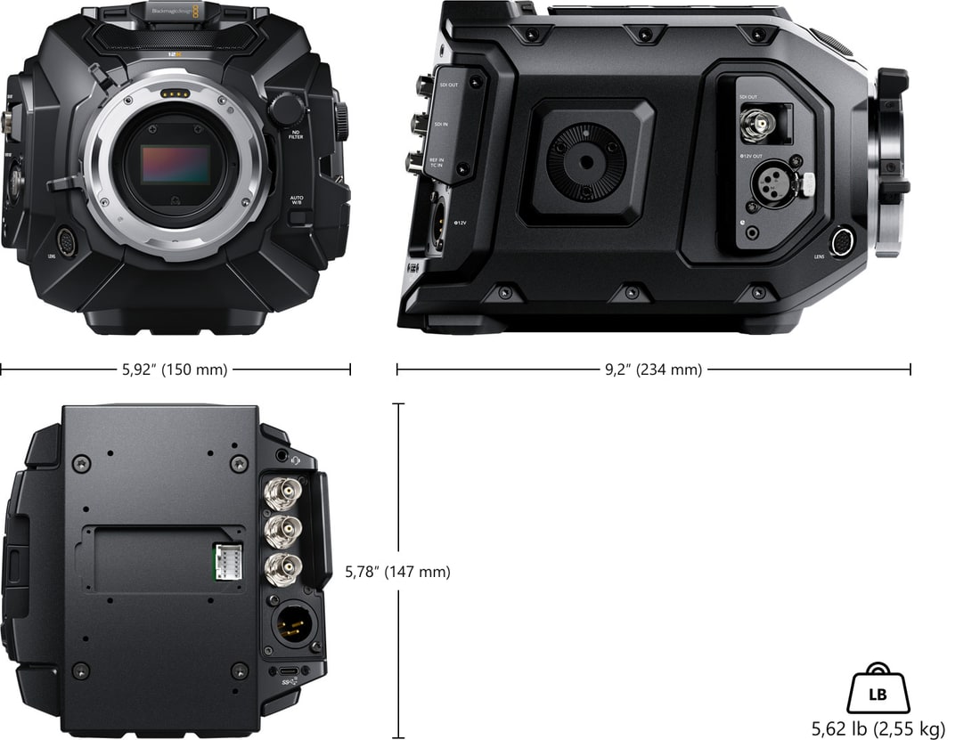 Blackmagic URSA Mini Pro 12K – Maße und Gewicht