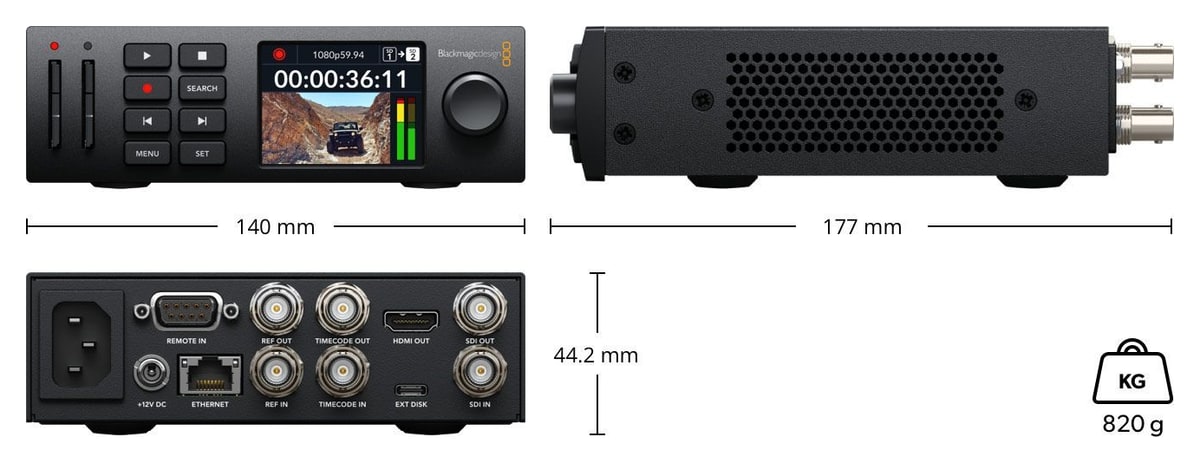 HyperDeck Studio HD Mini – Abmessungen und Gewicht