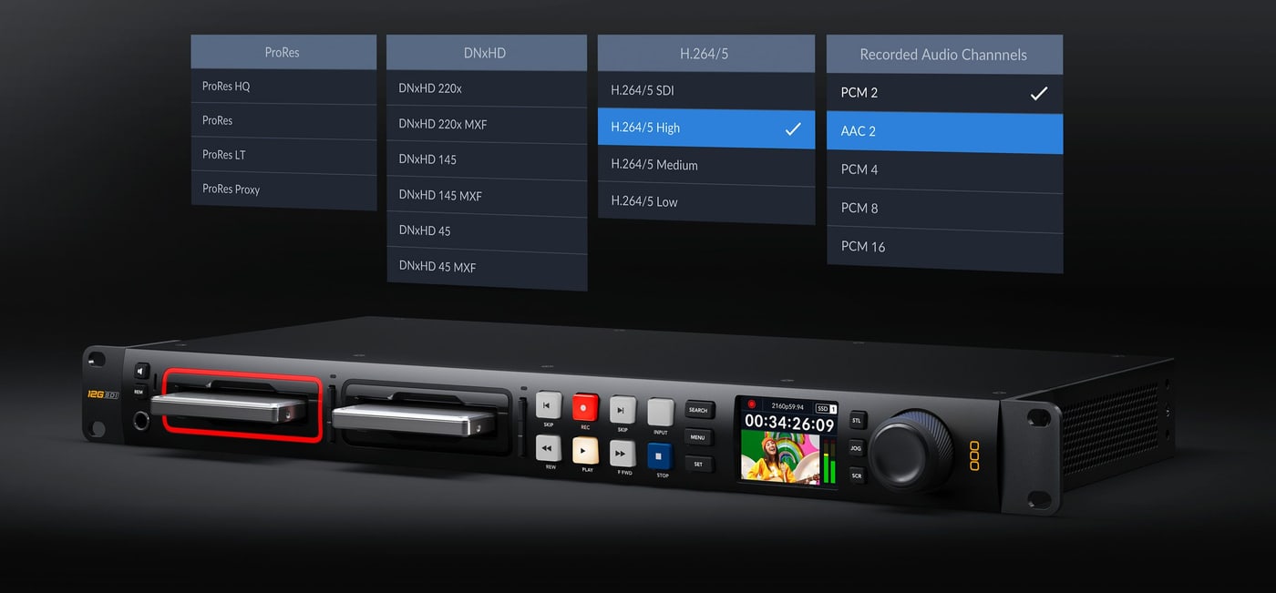 HyperDeck Studio 4K Pro – H.265, ProRes und DNx bis 2160p60