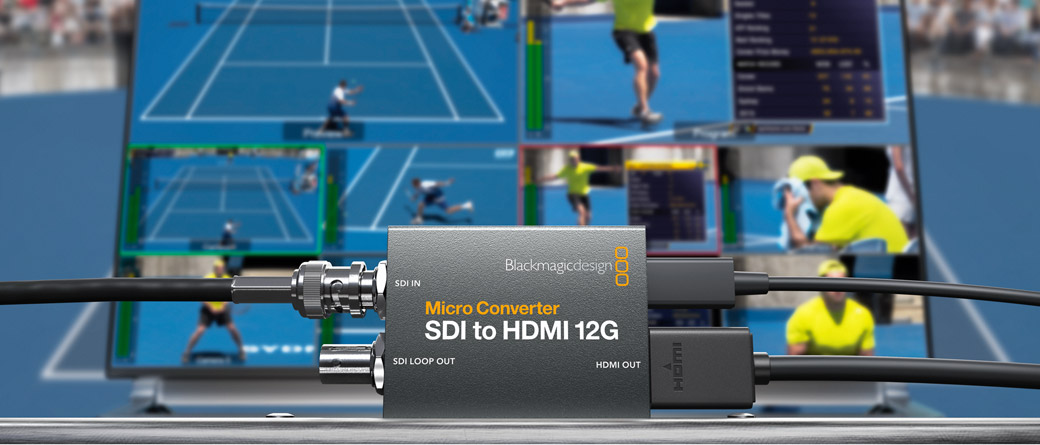 Blackmagic Micro Converter SDI auf HDMI 12G in einer Überwachungskonfiguration