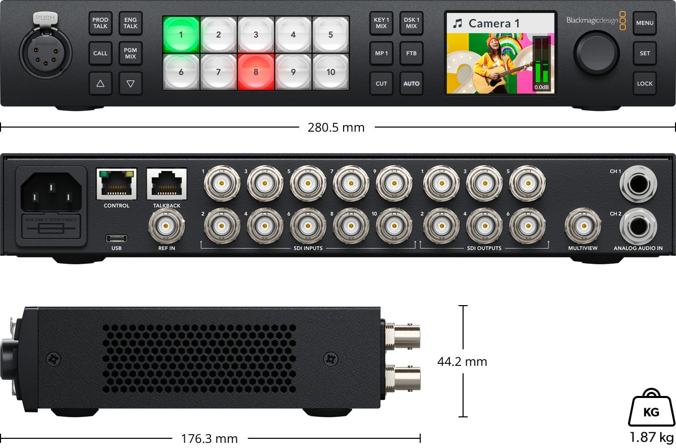 ATEM 1 M/E Constellation HD – Abmessungen und Gewicht