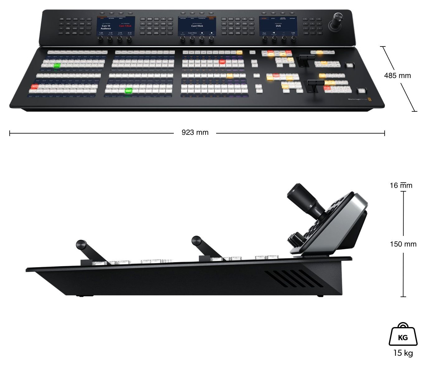 ATEM 2 M/E Advanced Panel 30 – Abmessungen
