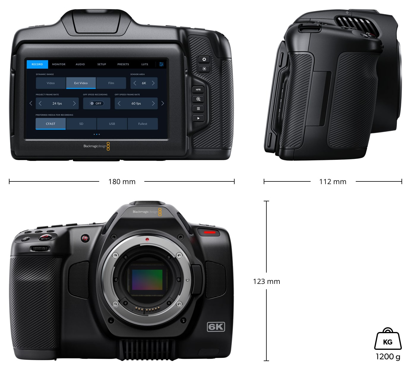 Blackmagic Pocket Cinema Camera 6K G2 – Abmessungen und Gewicht