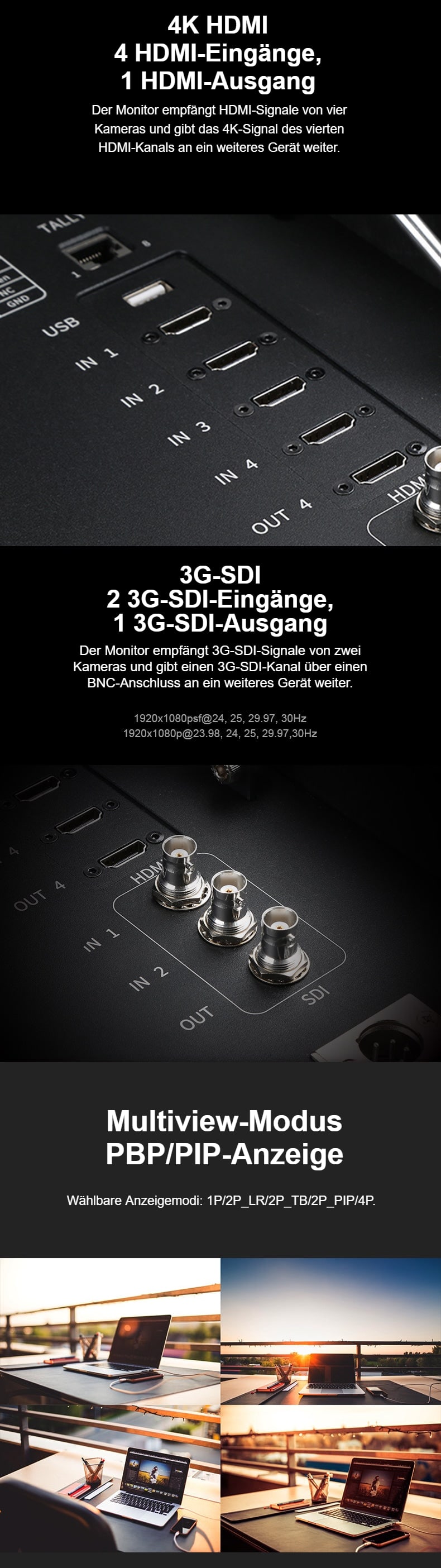 Vier HDMI, zwei 3G-SDI und Multiview