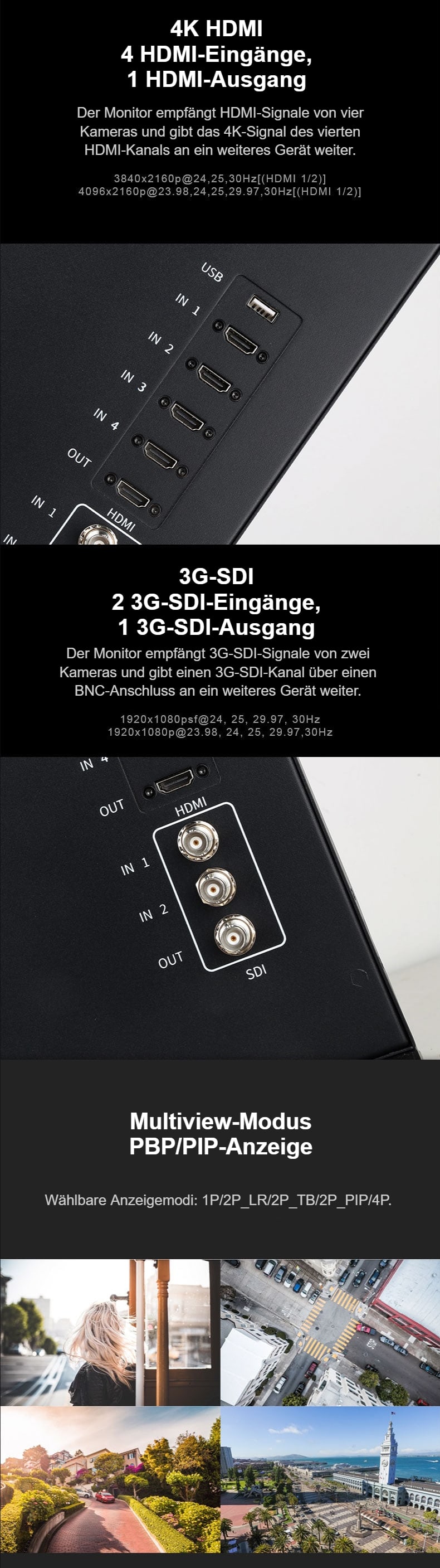 Vier HDMI, zwei 3G-SDI und Multiview
