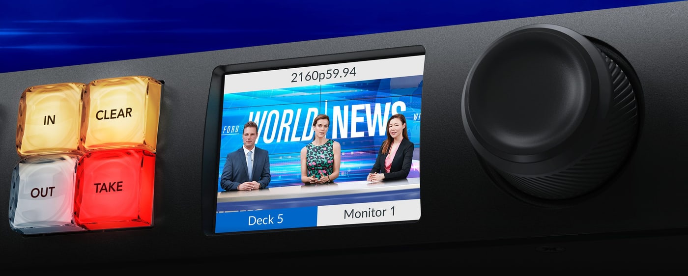 Blackmagic Videohub 20x20 12G – Live-Bild auf dem LCD vor dem Umschalten