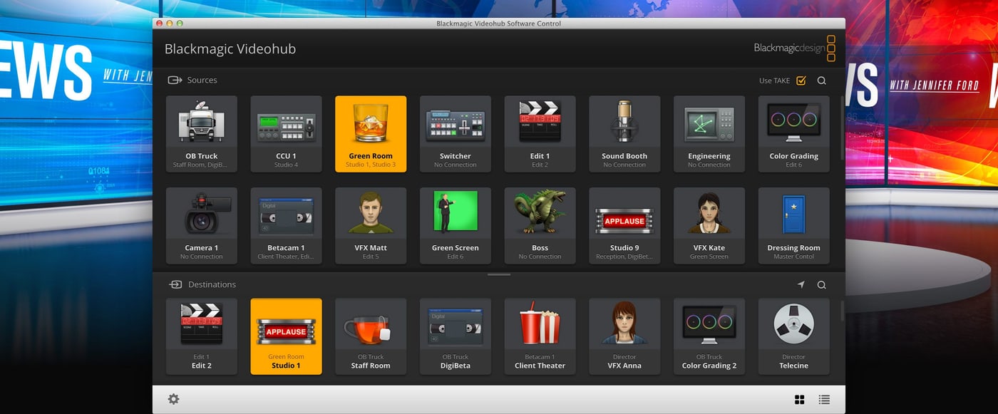 Blackmagic Videohub 40x40 12G – Steuerung über Mac, Windows und iPad