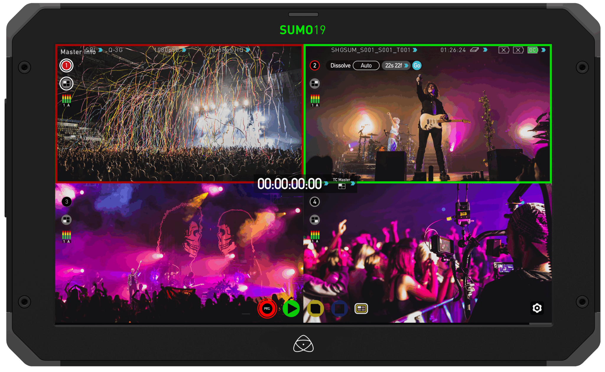 Atomos Sumo 19SE beim Umschalten mehrerer Kameras
