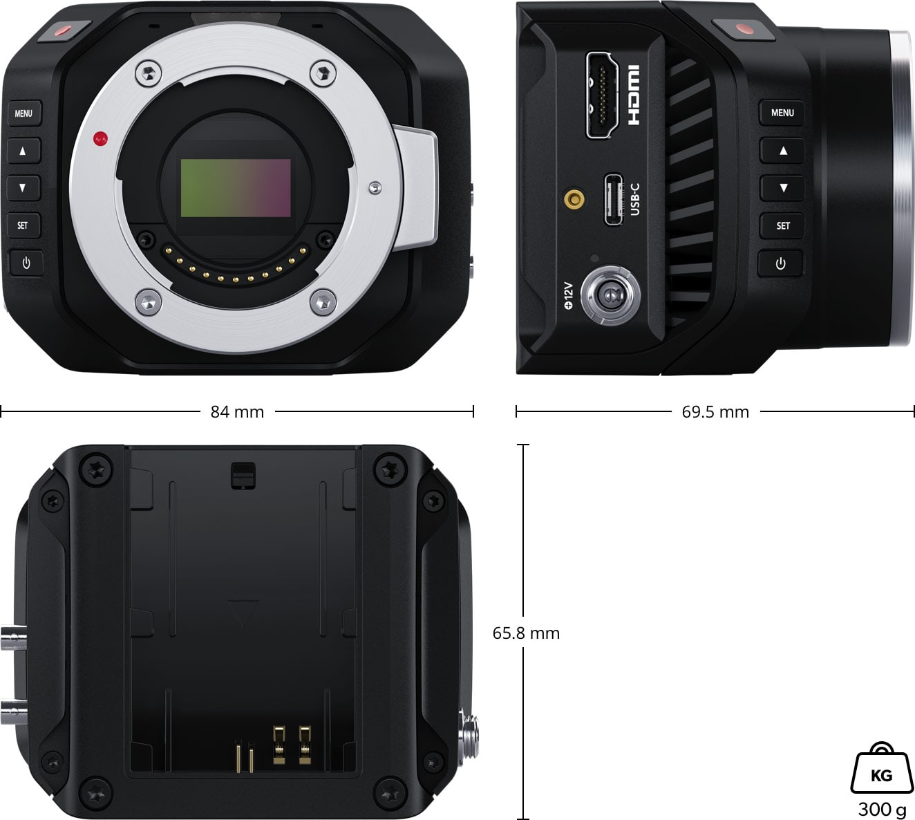 Blackmagic Design Micro Studio Camera 4K G2 – Abmessungen und Gewicht