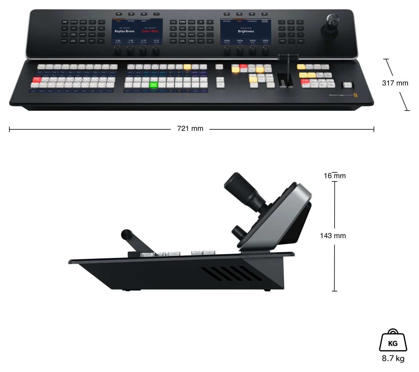 ATEM 1 M/E Advanced Panel 20 – Abmessungen
