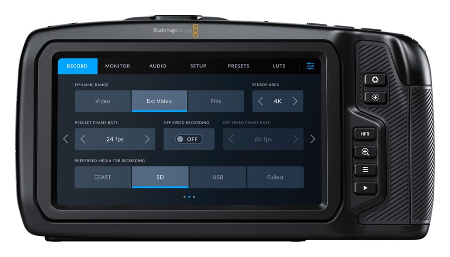 Blackmagic Pocket Cinema Camera 4K – 5″-Touch-Display und Blackmagic OS