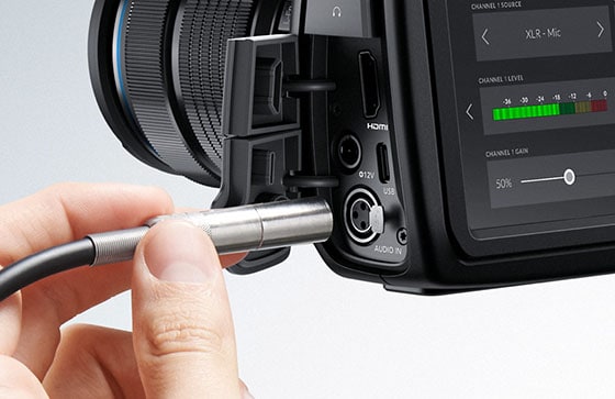 Blackmagic Pocket Cinema Camera 4K – Mini-XLR mit Phantomspeisung