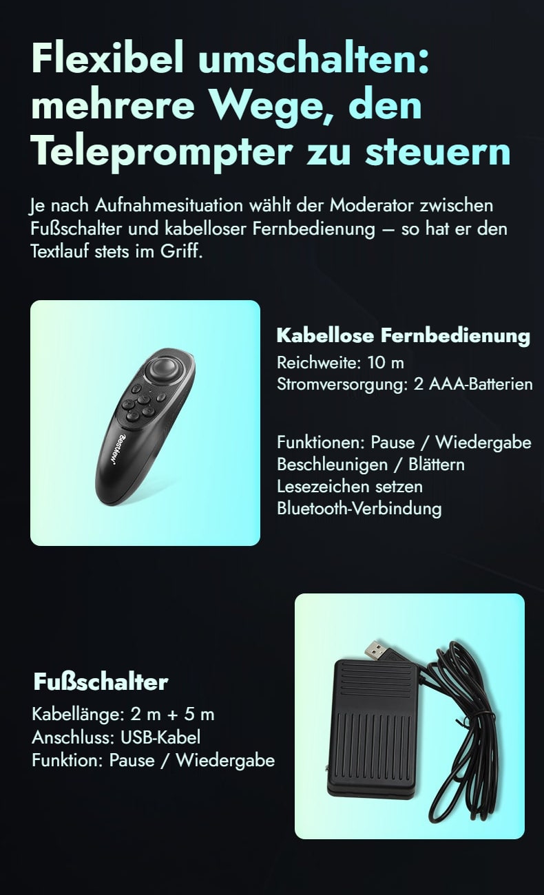 Fernbedienung und Fußschalter