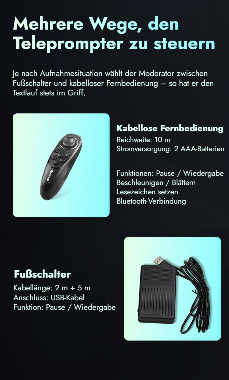 Fernbedienung und Fußschalter