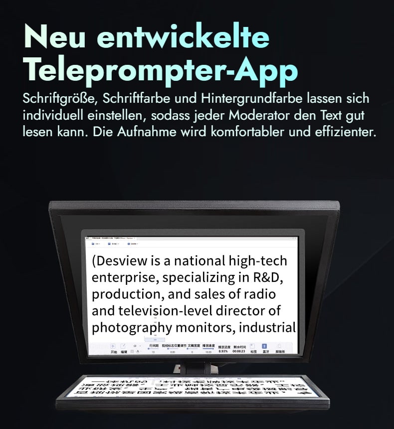 Neu entwickelte Teleprompter-App