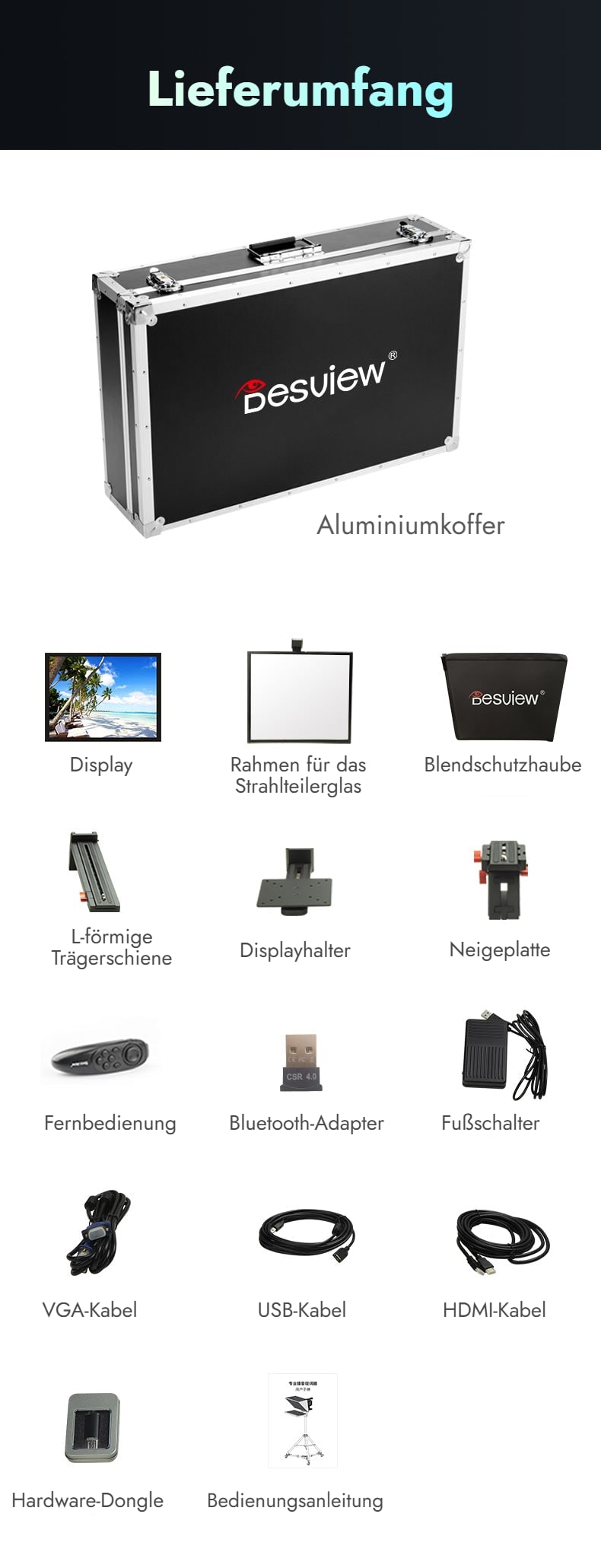 Lieferumfang Desview T22
