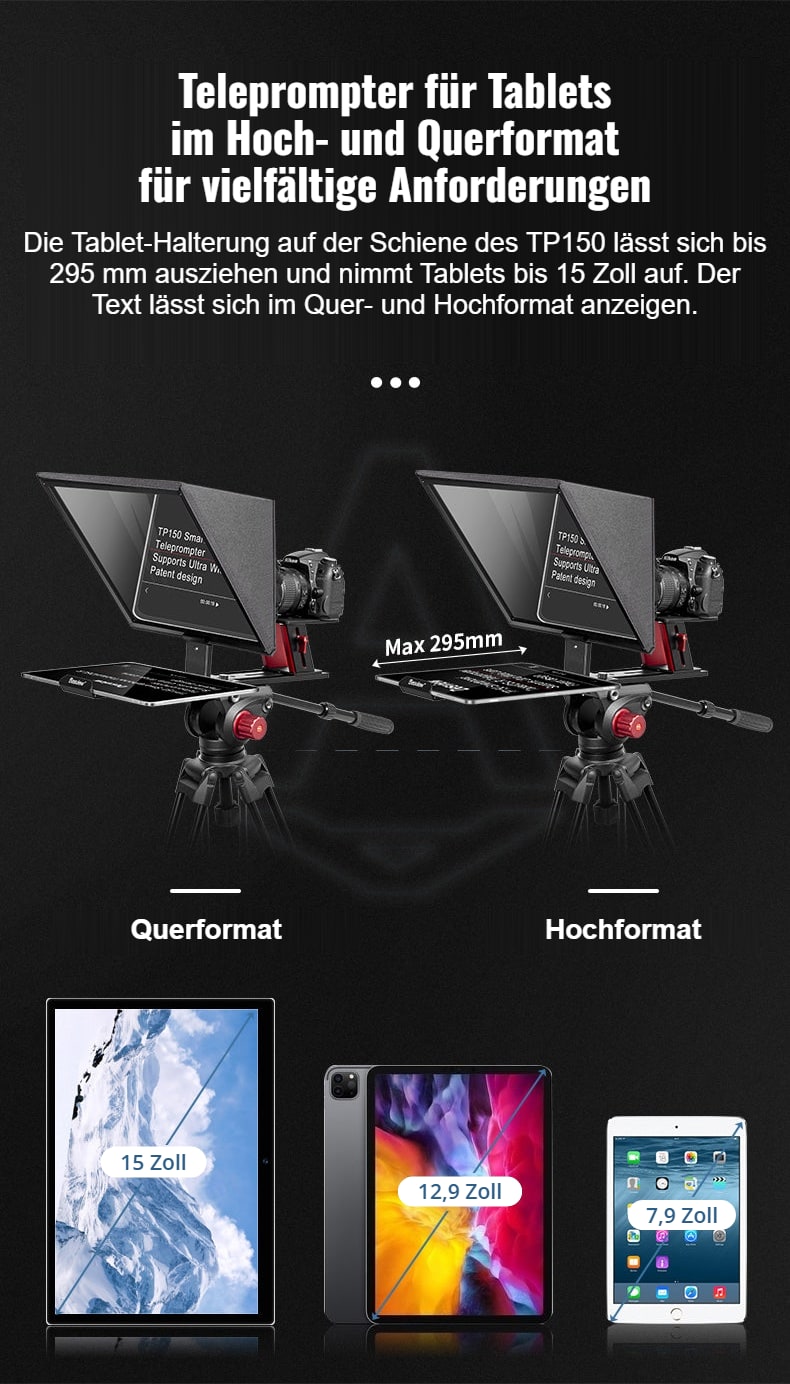 Tablets bis 15 Zoll im Quer- und Hochformat