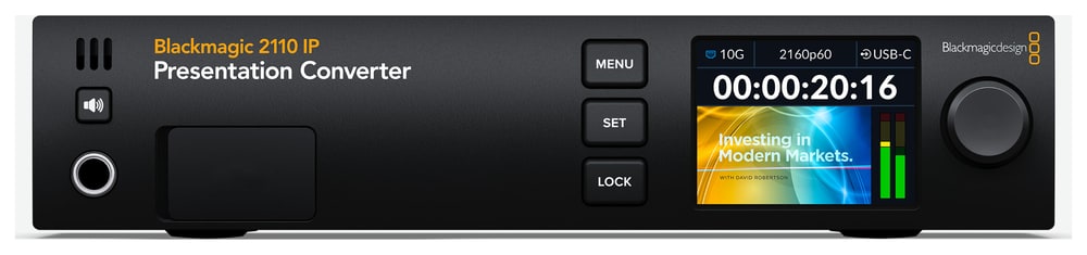 Blackmagic 2110 IP Presentation Converter – USB-C und Bedienung an der Front