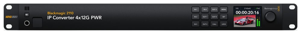 Blackmagic 2110 IP Converter 4x12G PWR – Bedienfeld mit LCD-Display