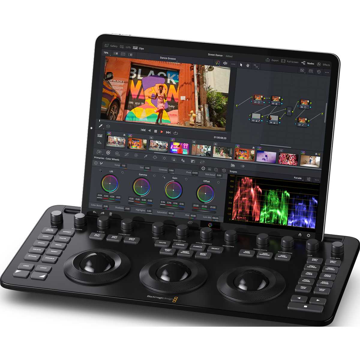 Blackmagic DaVinci Resolve Micro Color Panel mit iPad Pro