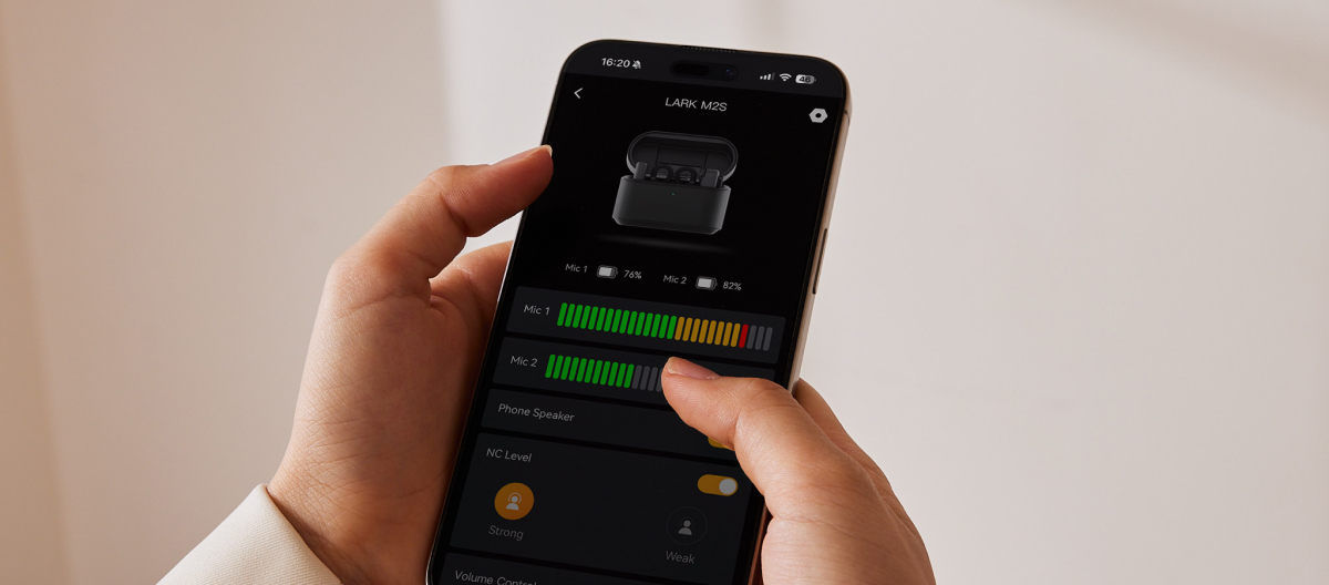 Steuerung des Hollyland LARK M2S in der LarkSound App
