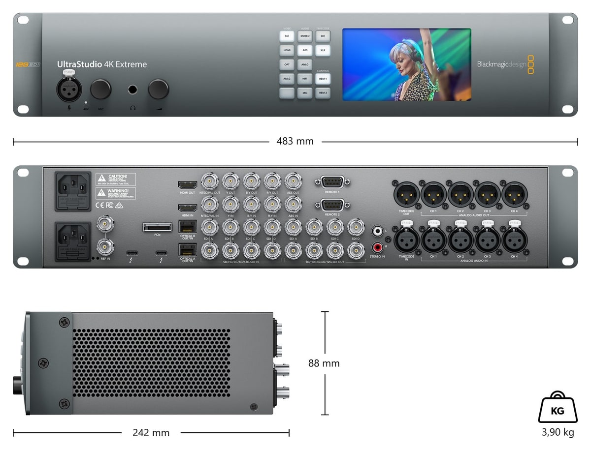 Blackmagic Design UltraStudio 4K Extreme 3 – Abmessungen und Gewicht