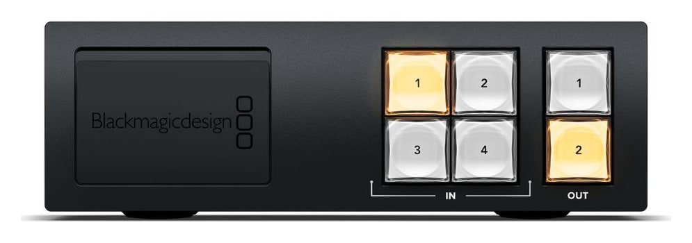 Blackmagic Videohub Mini 4x2 12G – Front für schnelle Eingriffe