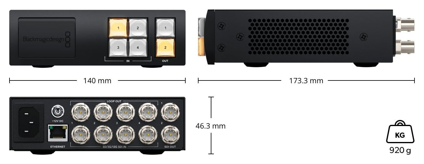 Blackmagic Videohub Mini 4x2 12G – Abmessungen und Gewicht