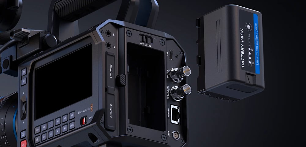 Blackmagic PYXIS 12K PL – BP-U-Akkus und verriegelbarer DC-Eingang