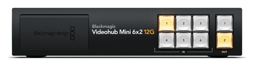 Blackmagic Videohub Mini 6x2 12G – Front für schnelle Eingriffe