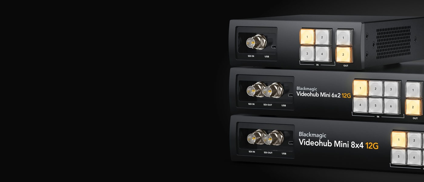 Blackmagic Videohub Mini 6x2 12G – Notfall-Anschlüsse an der Front