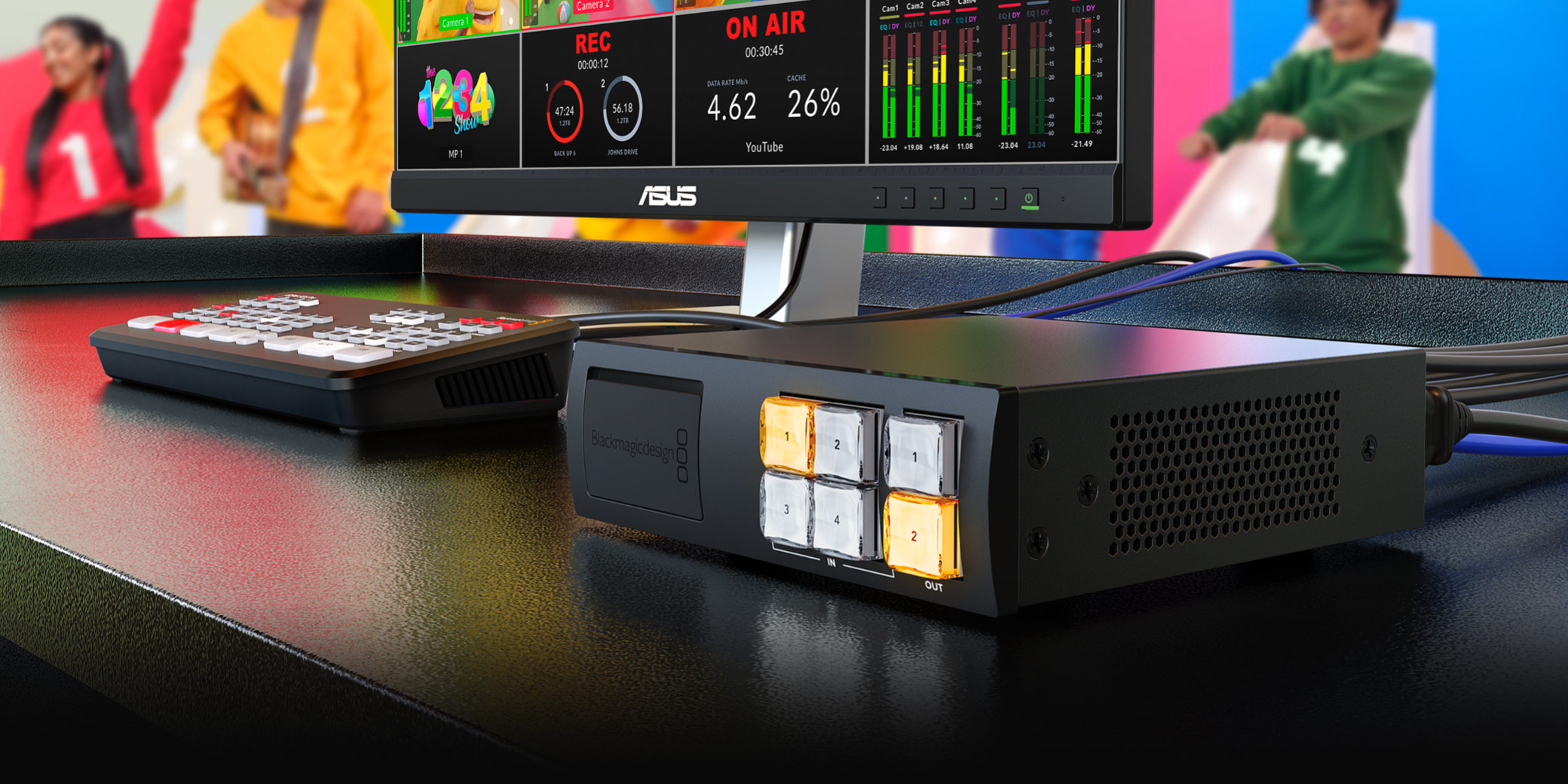Blackmagic Videohub Mini 6x2 12G v provozu