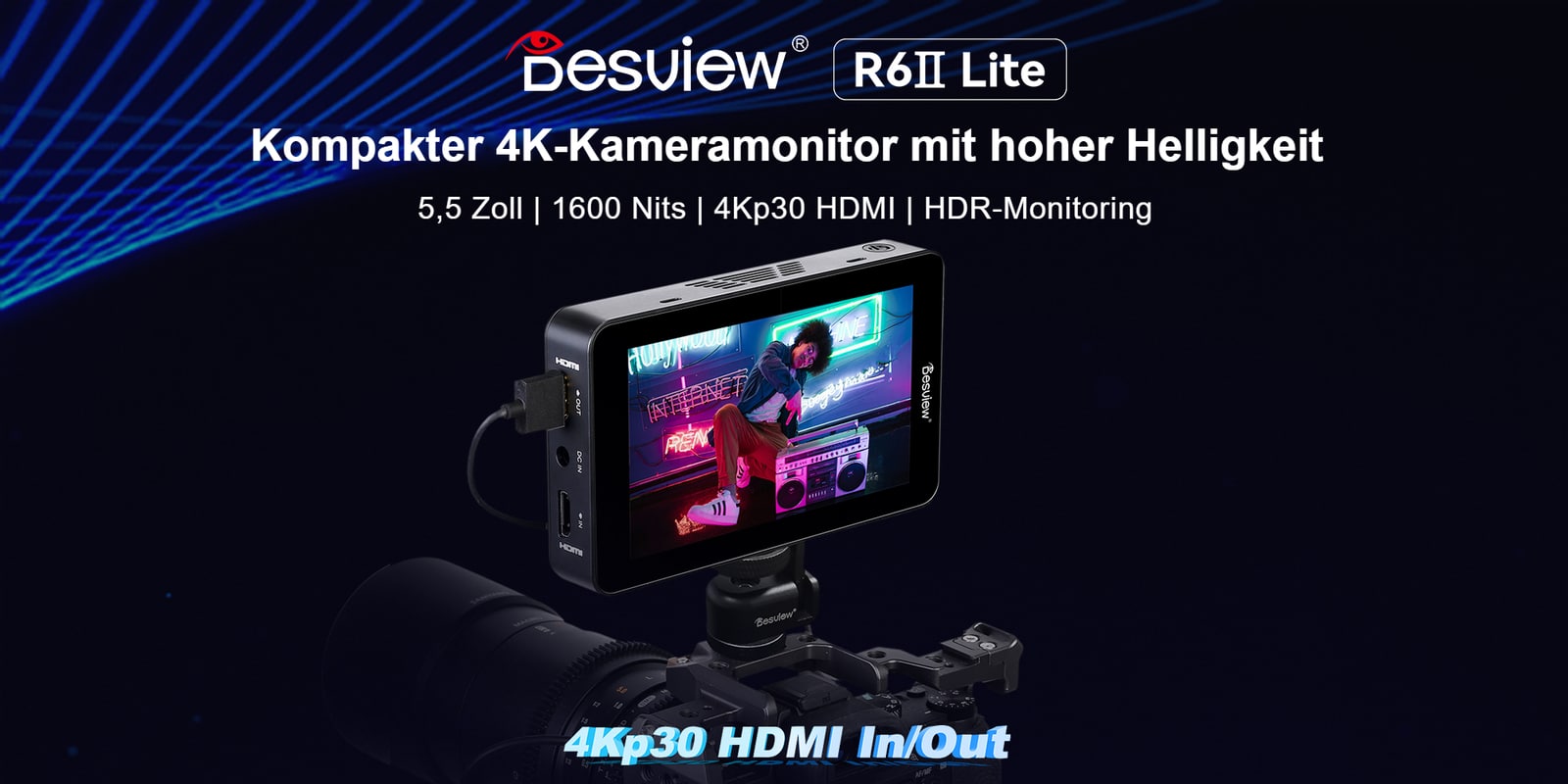 Desview R6II Lite – kompakter 4K-Kameramonitor mit hoher Helligkeit