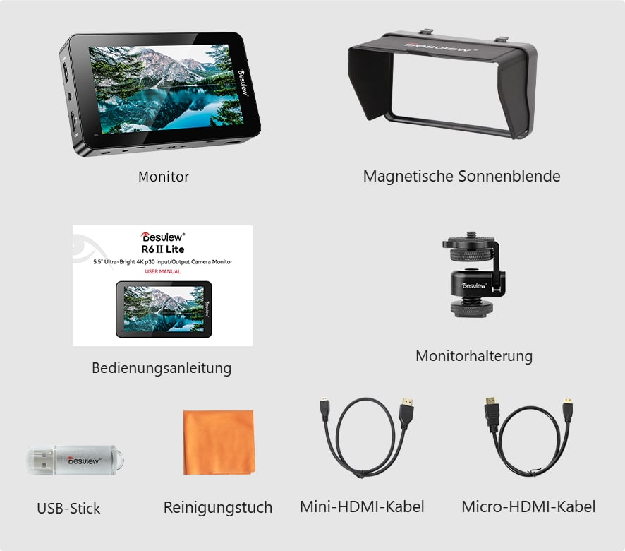 Lieferumfang Desview R6II Lite