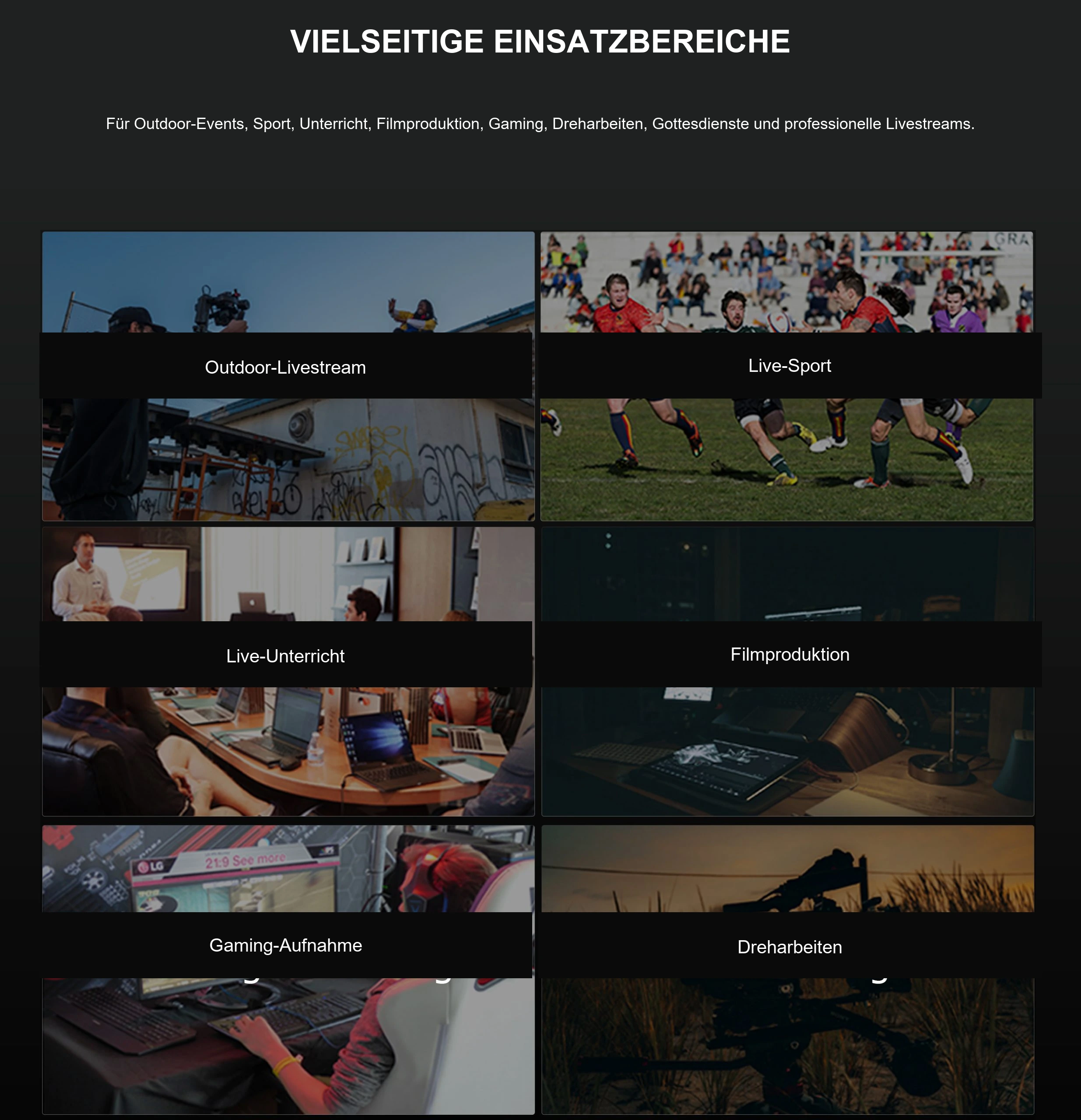 Für Live-Produktion, Unterricht und Events
