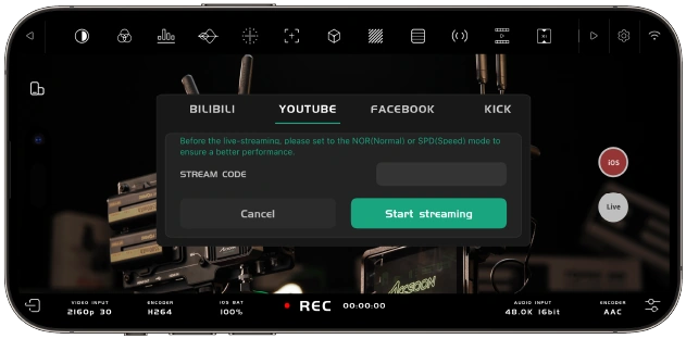 Vorschau und Streaming in Accsoon SEE · Accsoon CineView 2 SDI