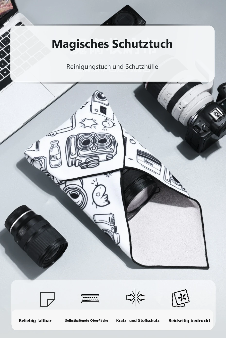 Lokalisierte Infografik des Ulanzi C068 Schutztuchs