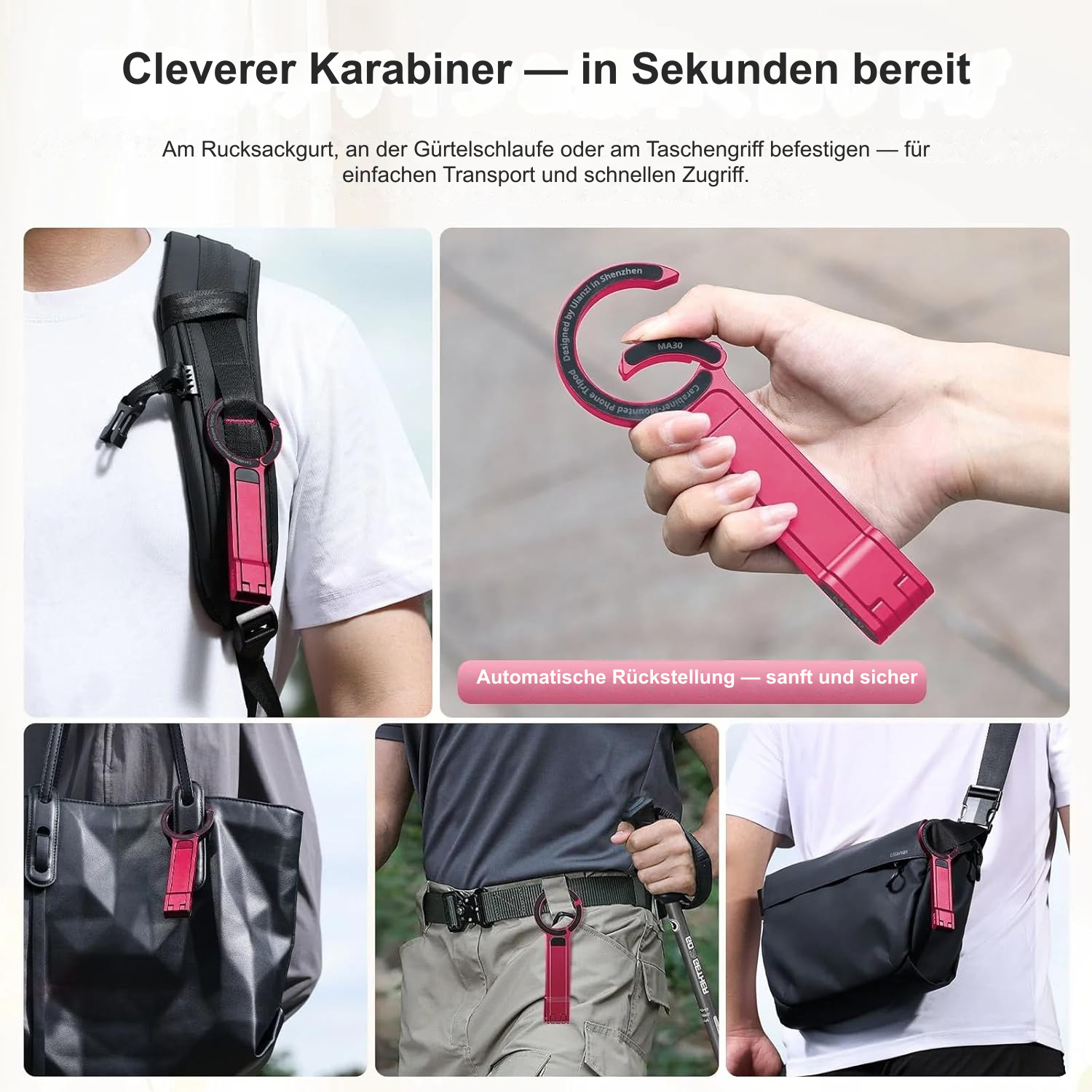 Cleverer Karabiner — in Sekunden bereit