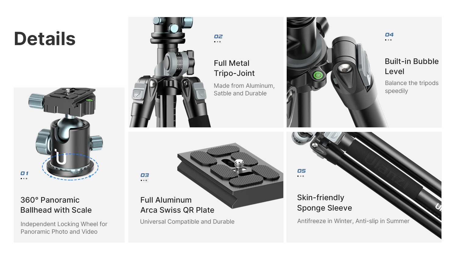 Ulanzi MT-59 Multifunction Aluminum Alloy Camera Monopod Tripod