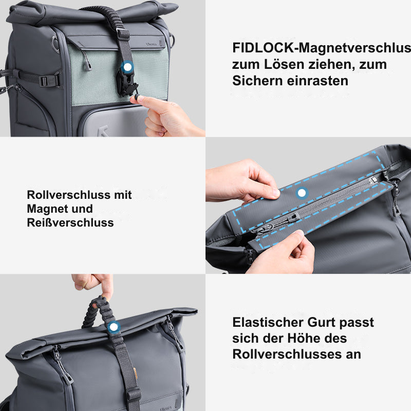 Rollverschluss mit Magnet und Reißverschluss