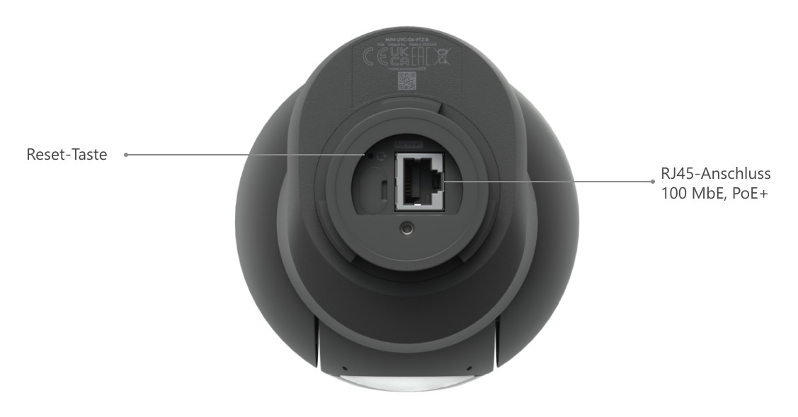 Ubiquiti UniFi Protect G6 PTZ, schwarz – Unterseite der Kamera