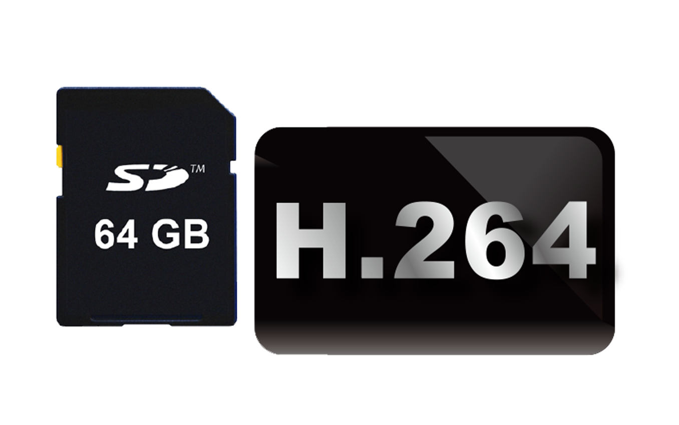Built-in H.264 recorder for SD cards