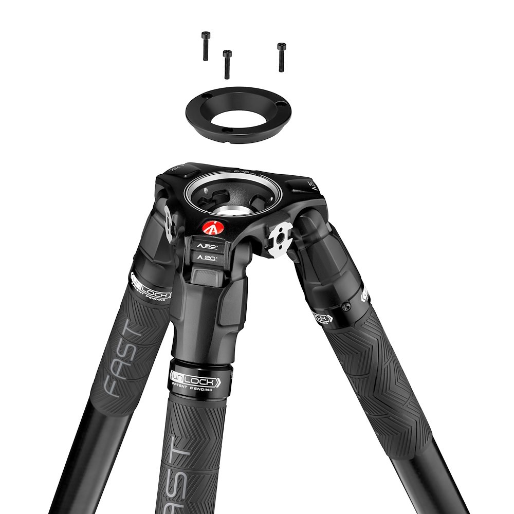 Manfrotto MVA060TF Adapter über der Schale des 635 FAST Stativs