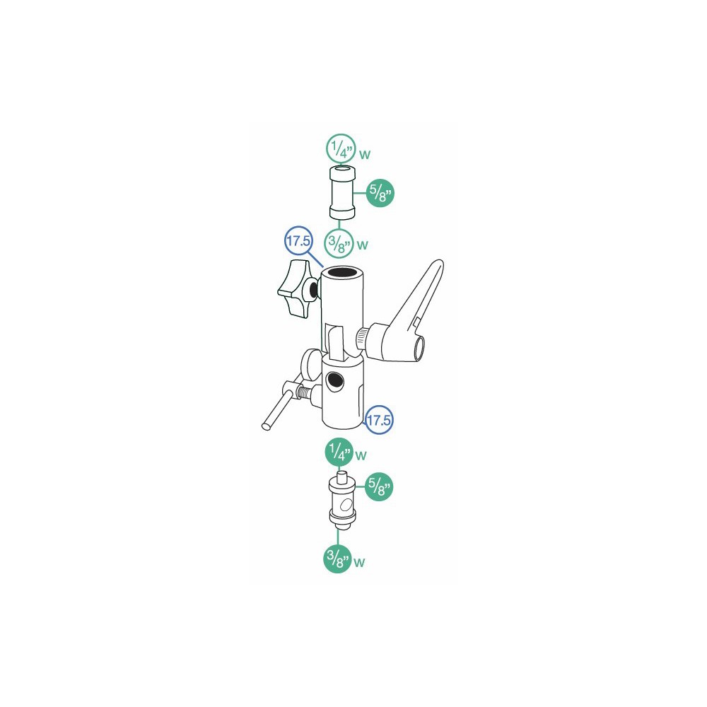 Schema der Aufnahmen und Gewinde des Manfrotto 026