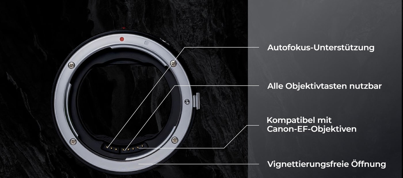 Megadap EFTZ21 – Objektivseite: Canon EF