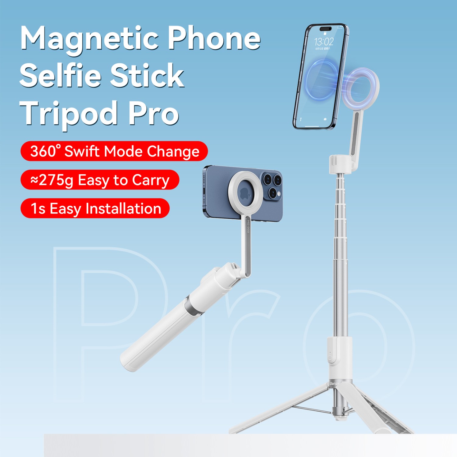 Bílá selfie tyč Ulanzi MG-003 Pro V3