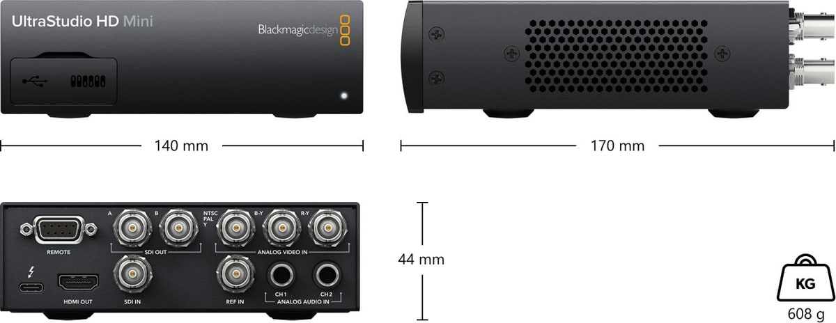 Blackmagic Design UltraStudio HD Mini – Abmessungen und Gewicht